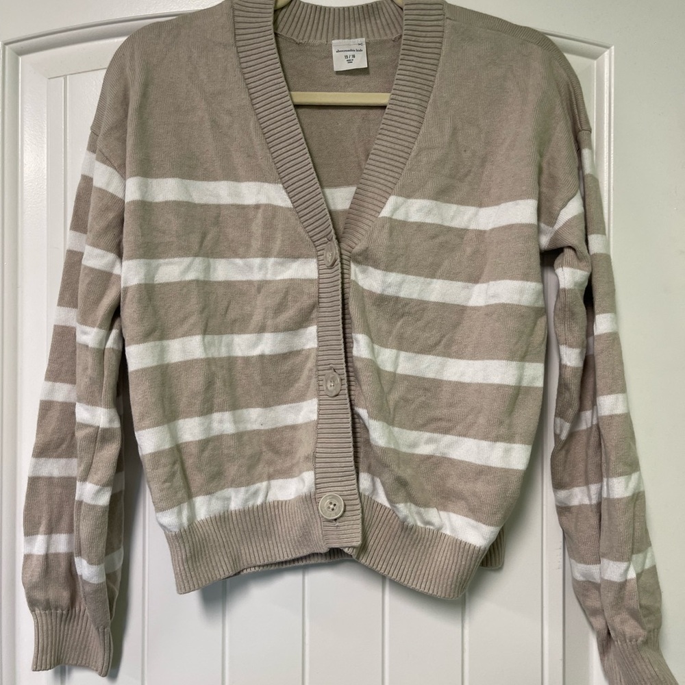 Striped Beige and White Girl’s Sweater